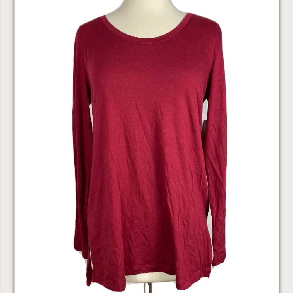 Abound Long Sleeve Red Burgundy Tee T-shirt Top S